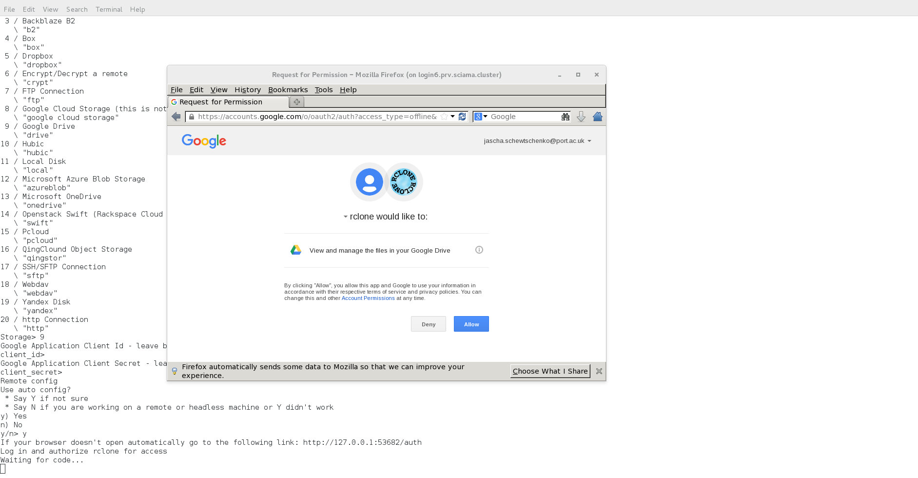 Screenshot of Google login screen